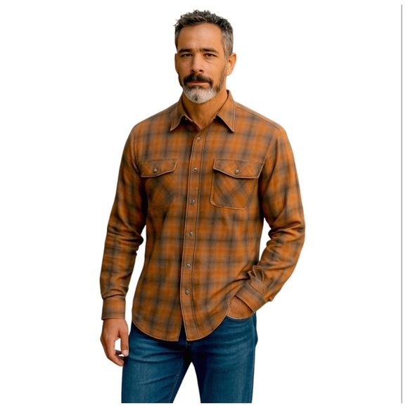 Joseph Aboud Button-Down Shirt. Brown, Orange, Black. Medium - Picture 1 of 10
